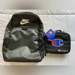 Nike Backpack + Champion Lunchbox